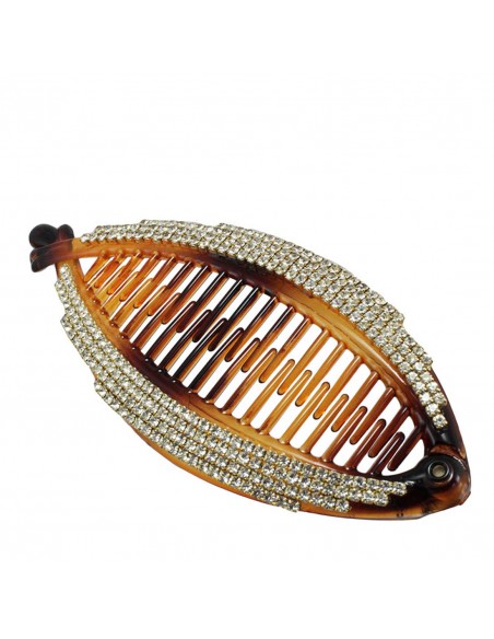 Classico BANANA CM.12 8 FILE STRASS DEMI NERO | Wholesale Hair Accessories and Costume Jewelery
