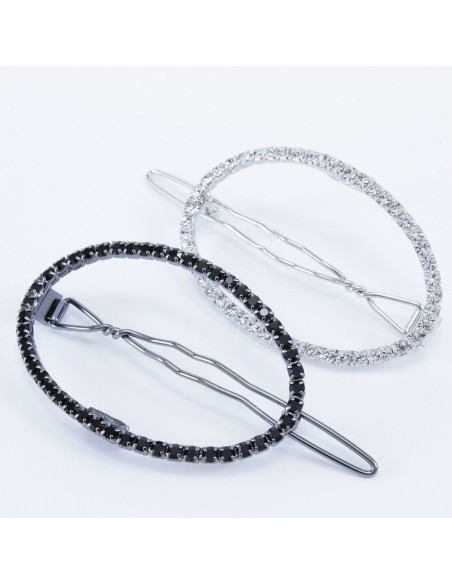 Fermagli Strass FERMAGLIO CM.5 OVALE STRASS ARG/ORO/HEMA | Wholesale Hair Accessories and Costume Jewelery