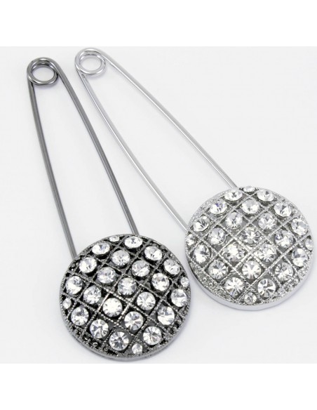 Brooches and Keyrings SPILLA TONDO STRASS ARG/ANTR | Wholesale Hair Accessories and Costume Jewelery