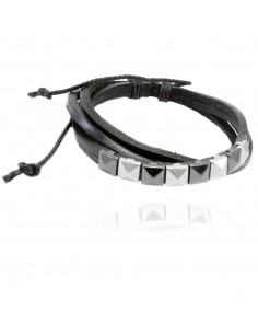 Leather Bracelets BRACCIALE PELLE CON BORCHIE DEMI NERO | Wholesale Hair Accessories and Costume Jewelery