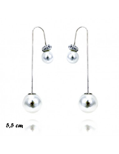Pearl earrings ORECCHINI 2 PERLE E STRASS B/GR | Wholesale Hair Accessories and Costume Jewelery