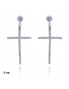 Long Rhinestone Earrings ORECCHINI CROCE PENDENTE STRASS | Wholesale Hair Accessories and Costume Jewelery