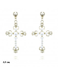 Pearl earrings ORECCHINI CROCE CM.6,5 | Wholesale Hair Accessories and Costume Jewelery