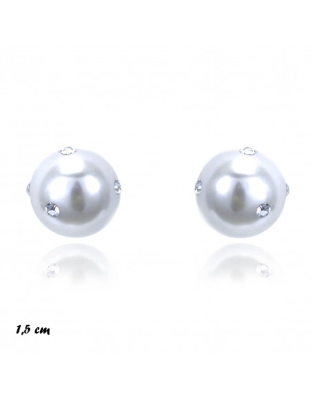Pearl earrings ORECCHINI PERLA CON STRASS GRANDE | Wholesale Hair Accessories and Costume Jewelery