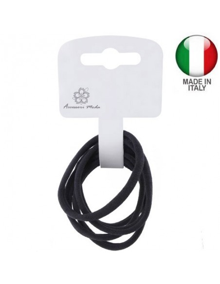 Elastici Basic - Elastici per capelli in microfibra neri - made in Italy - 5 pezzi | Vendita Ingrosso Fermacapelli e Bigiotteria