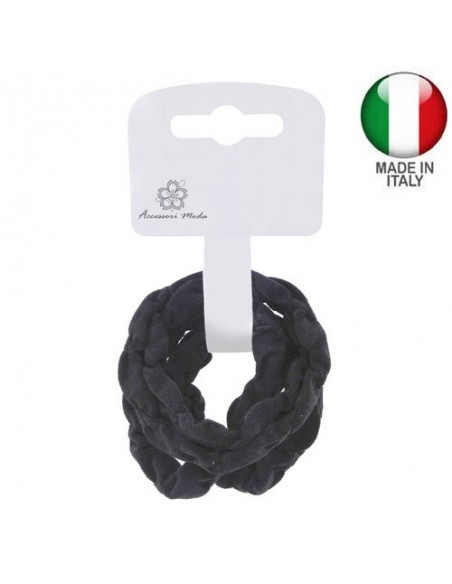 Elastici Basic - Elastici per capelli in microfibra increspati neri - made in Italy - 3 pezzi | Vendita Ingrosso Fermacapelli...