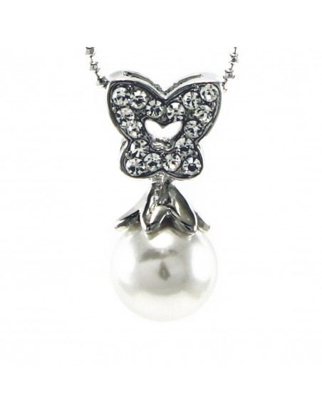 Pearls necklaces COLLANA FARFALLA STRASS E PERLA | Wholesale Hair Accessories and Costume Jewelery