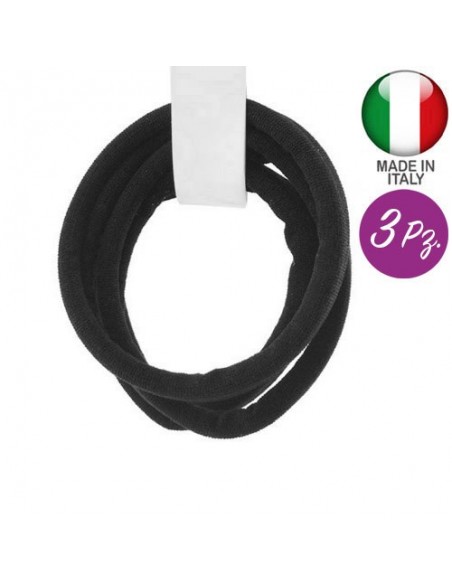 Elastici Basic Elastici per capelli in microfibra neri - made in Italy - 3 pezzi | Wholesale Hair Accessories and Costume Jew...