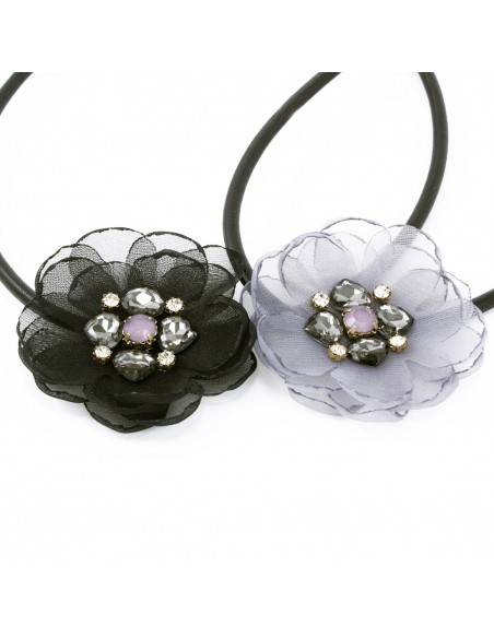 Fashion Necklaces COLLANA FIORE TULLE CRISTALLI | Wholesale Hair Accessories and Costume Jewelery