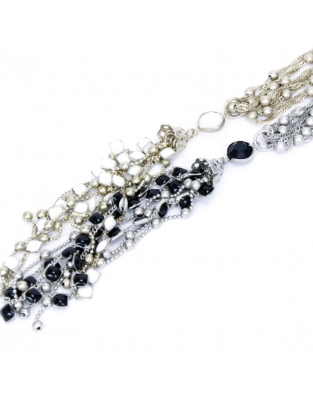 Fashion Necklaces COLLANA PERLINE METALLO SATINATO CON PENDENTE PIETRE | Wholesale Hair Accessories and Costume Jewelery