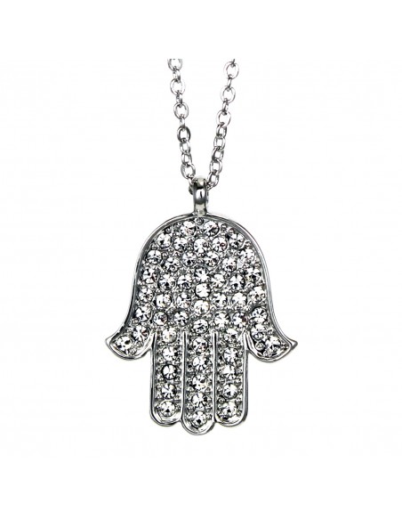Strass necklaces COLLANA PENDENTE FATIMA STRASS | Wholesale Hair Accessories and Costume Jewelery