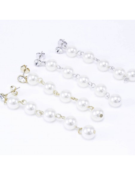 Pearl earrings ORECCHINI PERLE STRASS ARG/ORO-P.ARGENTO | Wholesale Hair Accessories and Costume Jewelery