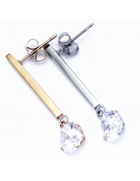 Steel Earrings ORECCHINI ACCIAIO ZIRCONE PEND. | Wholesale Hair Accessories and Costume Jewelery