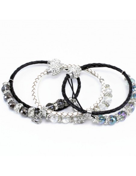 Bracelets with Rhinestones  BRACCIALE ECOPELLE PIETRE E STRASS | Wholesale Hair Accessories and Costume Jewelery