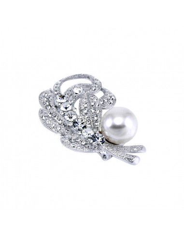 Brooches and Keyrings SPILLA FOGLIA STRASS E PERLA | Wholesale Hair Accessories and Costume Jewelery