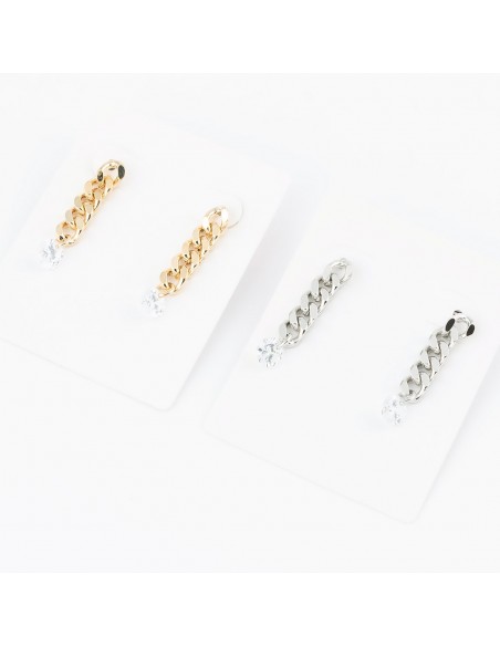 Long Rhinestone Earrings ORECCHINO PENDENTE CATENA ZIRCONE | Wholesale Hair Accessories and Costume Jewelery