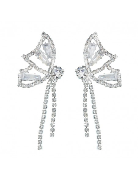 Long Rhinestone Earrings ORECCHINO FARFALLE STRASS | Wholesale Hair Accessories and Costume Jewelery