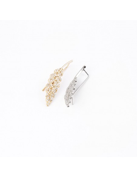 Short Rhinestone Earrings ORECCHINO FOGLIA CRISTALLI | Wholesale Hair Accessories and Costume Jewelery