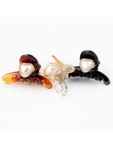 Pinze Fashion - Pinza per capelli con cuore in perla - 4 CM - Confezione da 15 | Vendita Ingrosso Fermacapelli e Bigiotteria