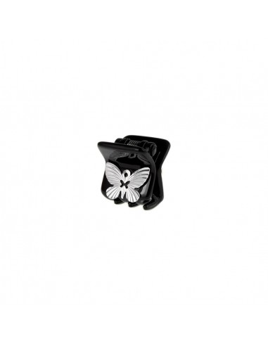 Pinze Fashion - Pinza per capelli piccola in plastica nera con farfalla in metallo - 1.5 CM | Vendita Ingrosso Fermacapelli e...