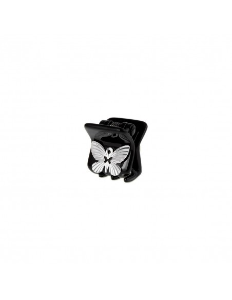 Pinze Fashion - Pinza per capelli piccola in plastica nera con farfalla in metallo - 1.5 CM | Vendita Ingrosso Fermacapelli e...