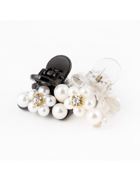 Perle - Pinza per capelli con fiore in perla e strass - 3 CM | Vendita Ingrosso Fermacapelli e Bigiotteria