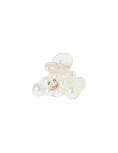 Perle - Pinza per capelli con fiore in perla e strass - 3 CM | Vendita Ingrosso Fermacapelli e Bigiotteria
