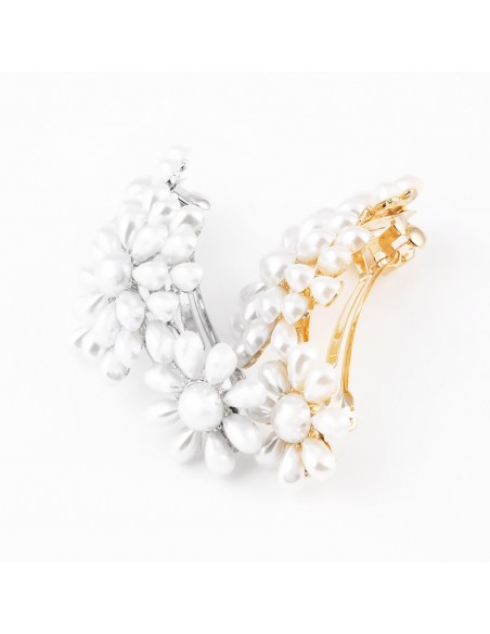 Perle - Fermaglio per capelli a barra con fiori in perla - 7 CM | Vendita Ingrosso Fermacapelli e Bigiotteria