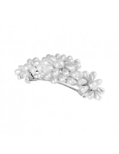 Perle - Fermaglio per capelli a barra con fiori in perla - 7 CM | Vendita Ingrosso Fermacapelli e Bigiotteria