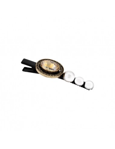 Becchi Fashion - Becco per capelli con perle bianche e cristallo ovale CM 6 | Vendita Ingrosso Fermacapelli e Bigiotteria