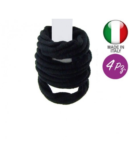 Elastici Basic - Elastici per capelli attorcigliati in microfibra neri - made in Italy - 4 pezzi | Vendita Ingrosso Fermacape...