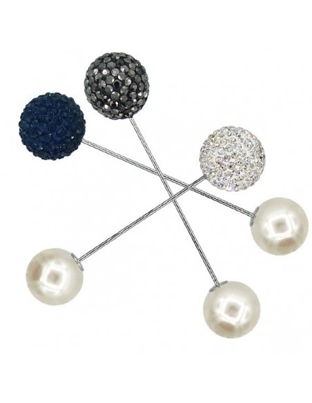 Brooches and Keyrings SPILLA DOPPIA SFERA PERLA STRASS | Wholesale Hair Accessories and Costume Jewelery