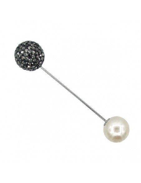 Brooches and Keyrings SPILLA DOPPIA SFERA PERLA STRASS | Wholesale Hair Accessories and Costume Jewelery