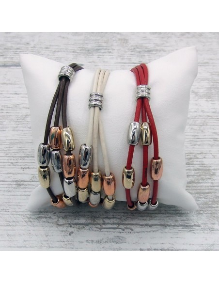 Leather Bracelets BRACCIALE ECOPELLE PENDENTI | Wholesale Hair Accessories and Costume Jewelery
