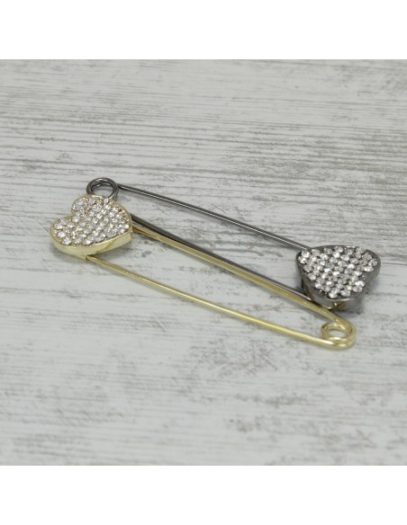 Brooches and Keyrings SPILLA BALIA CM.8 CUORE STRASS | Wholesale Hair Accessories and Costume Jewelery
