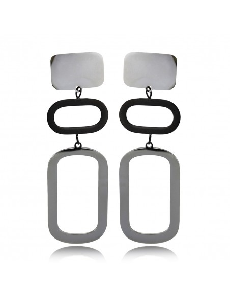 Steel Earrings ORECCHINO ACCIAIO ANELLI PENDENTI ONICE | Wholesale Hair Accessories and Costume Jewelery