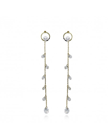Long Rhinestone Earrings ORECCHINI PENDENTE ZIRCONI - P. ARGENTO | Wholesale Hair Accessories and Costume Jewelery