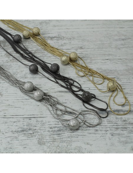 Fashion Necklaces COLLANA SFERE ZIGRINATE METALLO MULTIFILO | Wholesale Hair Accessories and Costume Jewelery